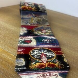 Tabasco 100% Silk Avery Island LA Oysters Shrimp Cowboy Necktie